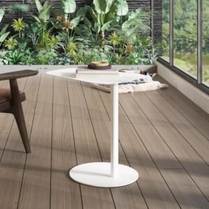 Mesa Auxiliar Blanca Pequeña para Salón y Terraza